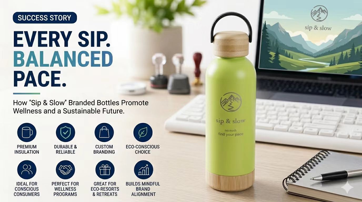 Eco-Friendly Stainless Steel Water Bottle with Bamboo Lid | Custom Outdoor Drinkware for Modern Lifestyle Brands
