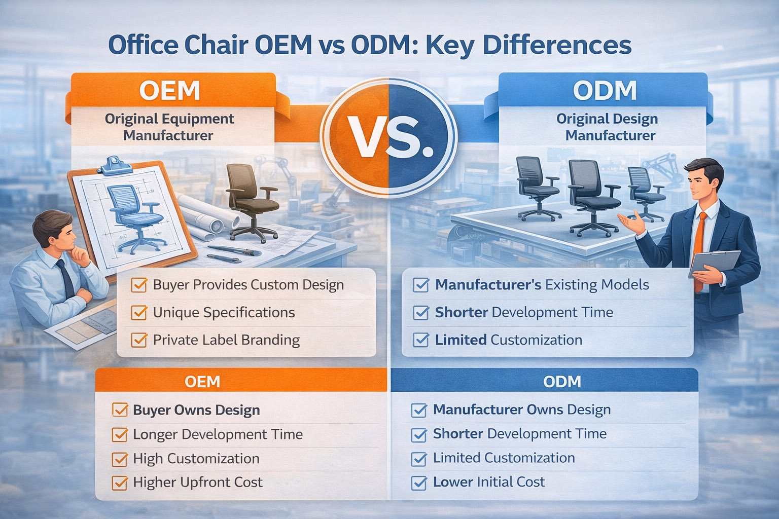 Office Chair OEM vs ODM: What Buyers Should Know Before Ordering