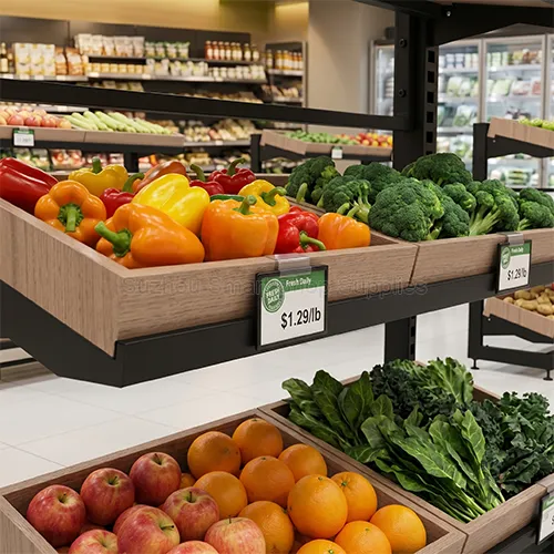 Commercial 3-Tier Wall-Facing Produce Display Rack