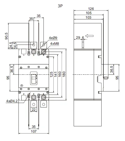 ZPM6DC-250-320 outline and installation size image 2