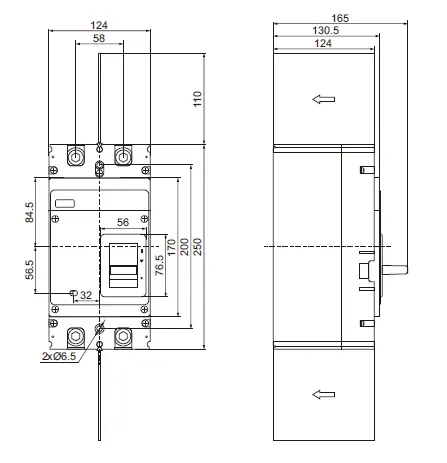 ZPM6DC-400-630-800 outline and installation size image 1