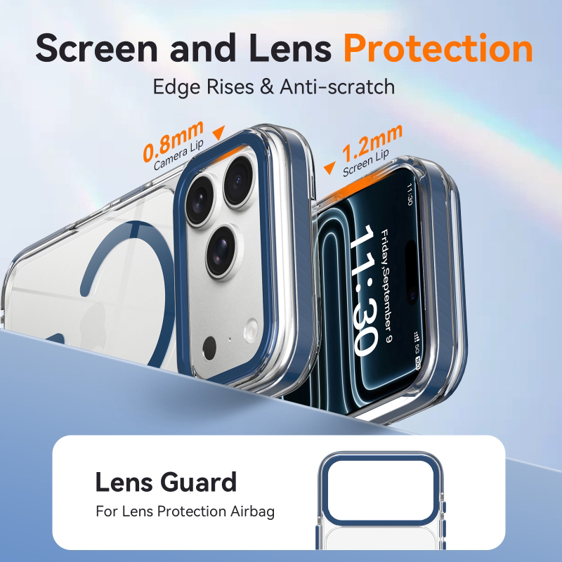 ifunsmart 12FT Drop Clear MagSafe Case for iPhone 17 & Samsung, Metal Buttons & Lens Guard