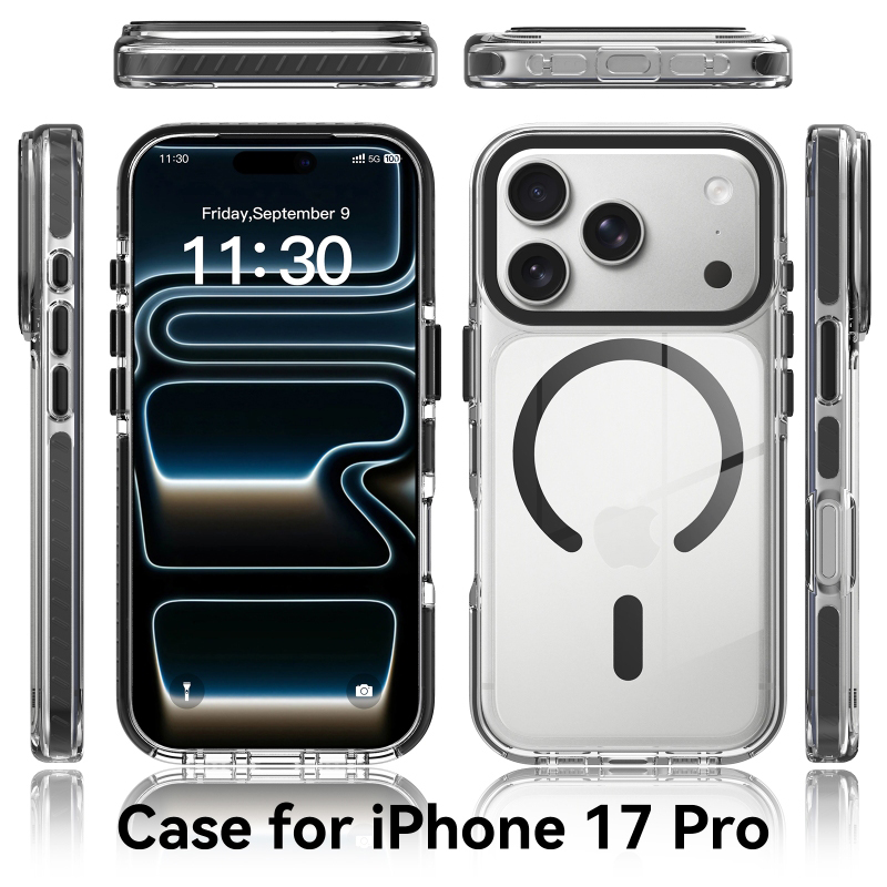 ifunsmart 12FT Drop Clear MagSafe Case for iPhone 17 & Samsung, Metal Buttons & Lens Guard