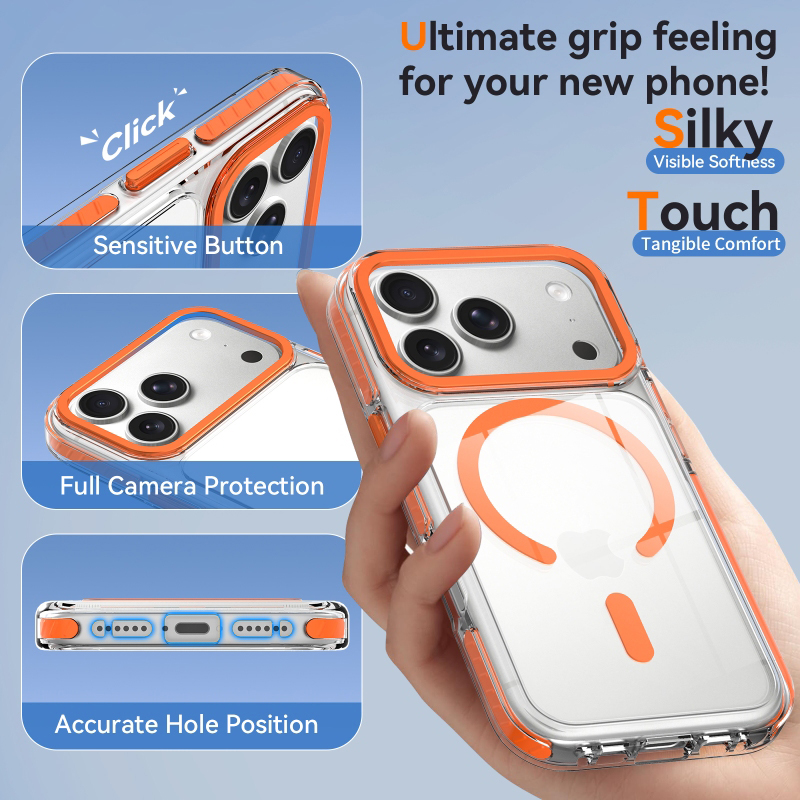 ifunsmart 12FT Drop Clear MagSafe Case for iPhone 17 & Samsung, Metal Buttons & Lens Guard
