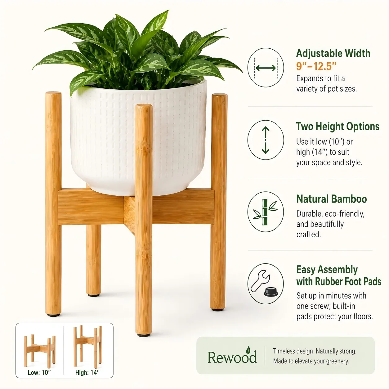 rewood-adjustable-bamboo-plant-stand-custom-width-easy-assembly