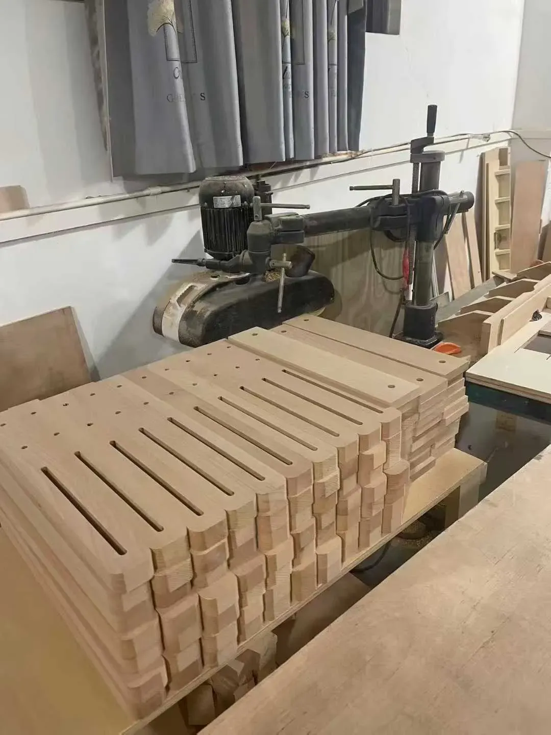 cnc-drilling-holes-for-wooden-pilates-reformer