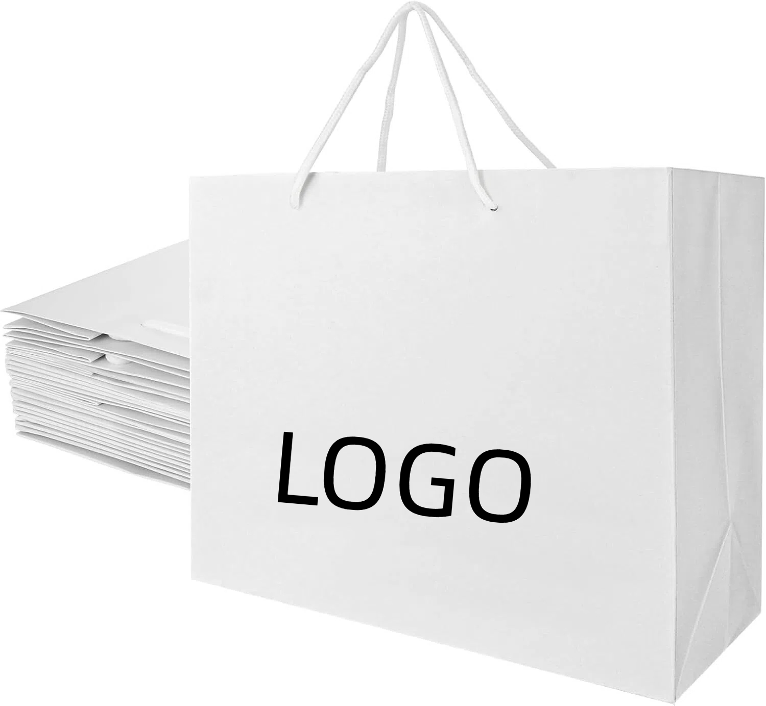 Custom Logo White Paper Bags | Wholesale Minimalist Packaging