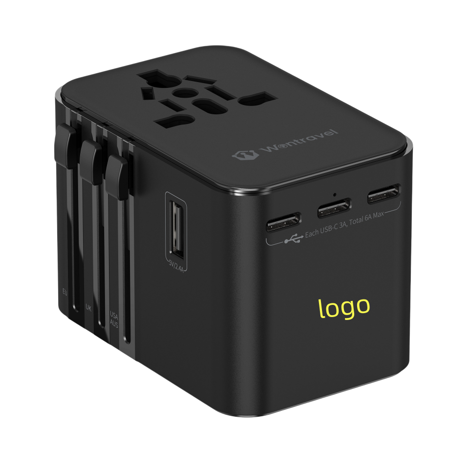Customized Travel Adaptor with Type-C | Bulk All-in-One Worldwide Plug for Corporate Travel