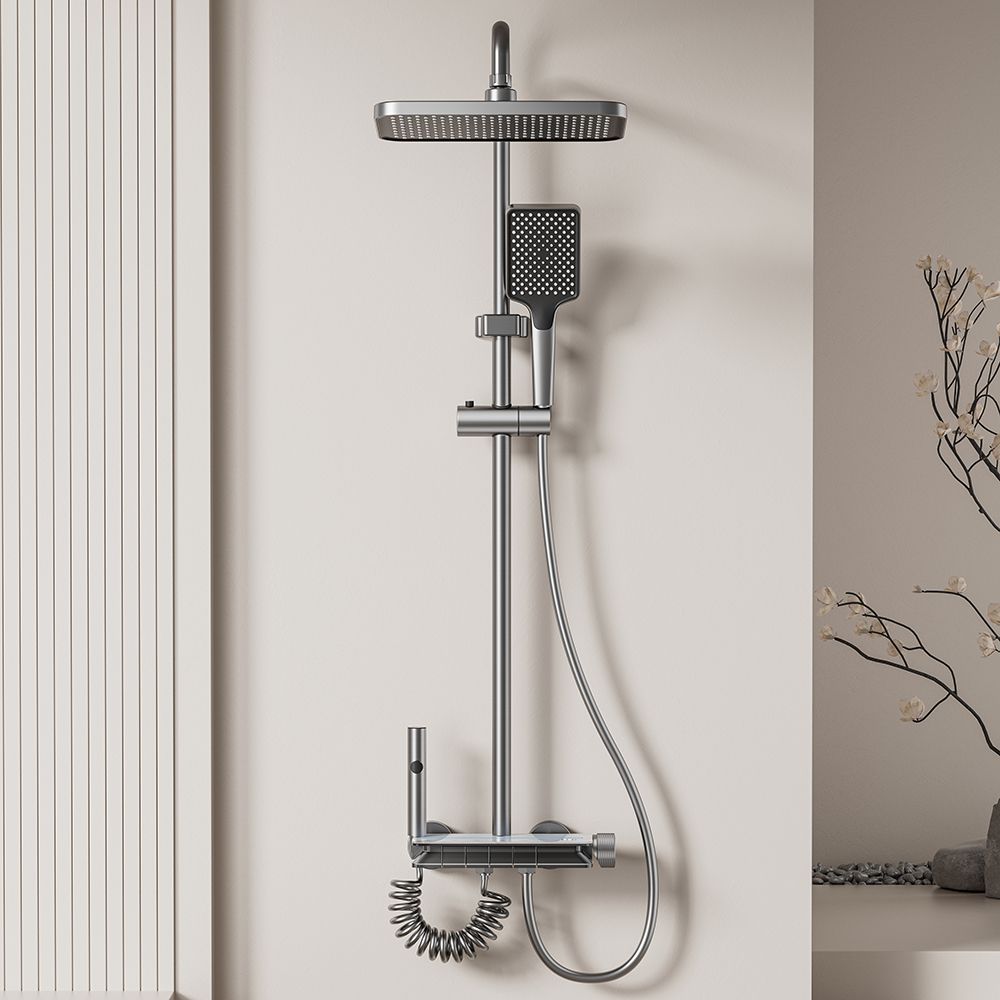Luxury Thermostatic Shower Set with Aluminum Body 4-Function Water Outlet Shelf 5