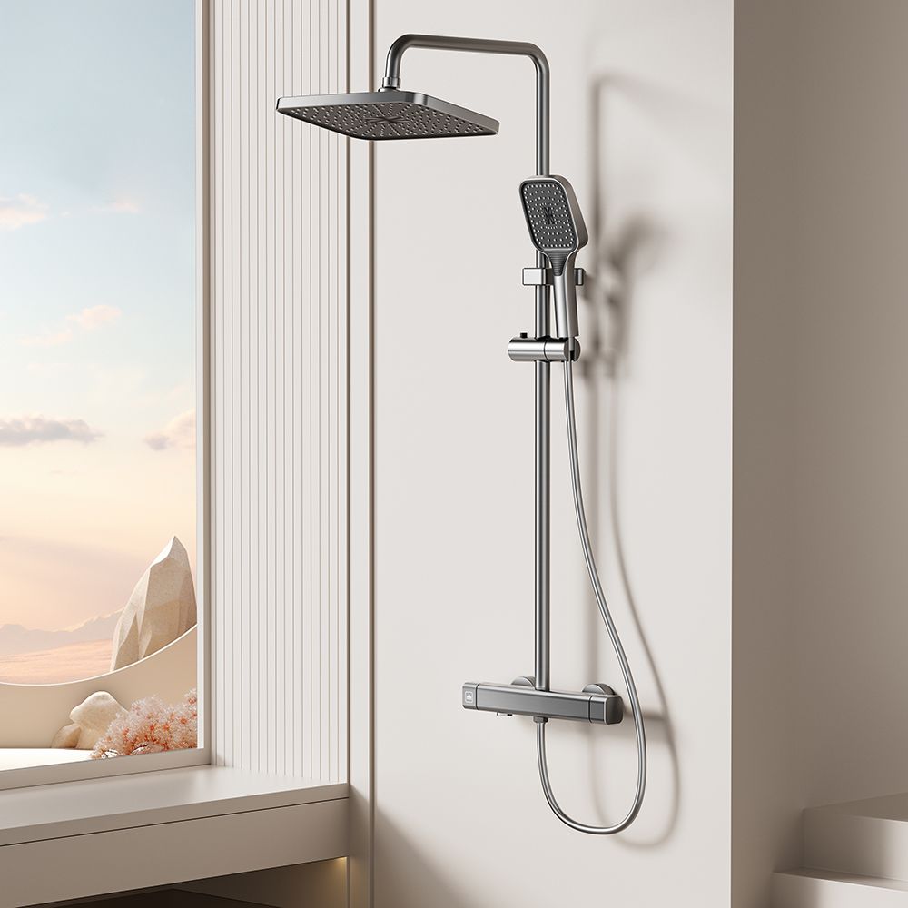 Gun Grey Piano Shower Set Bathroom Mixer Hot Cold Waterfall Tap Rainfall Gray Shower System 4