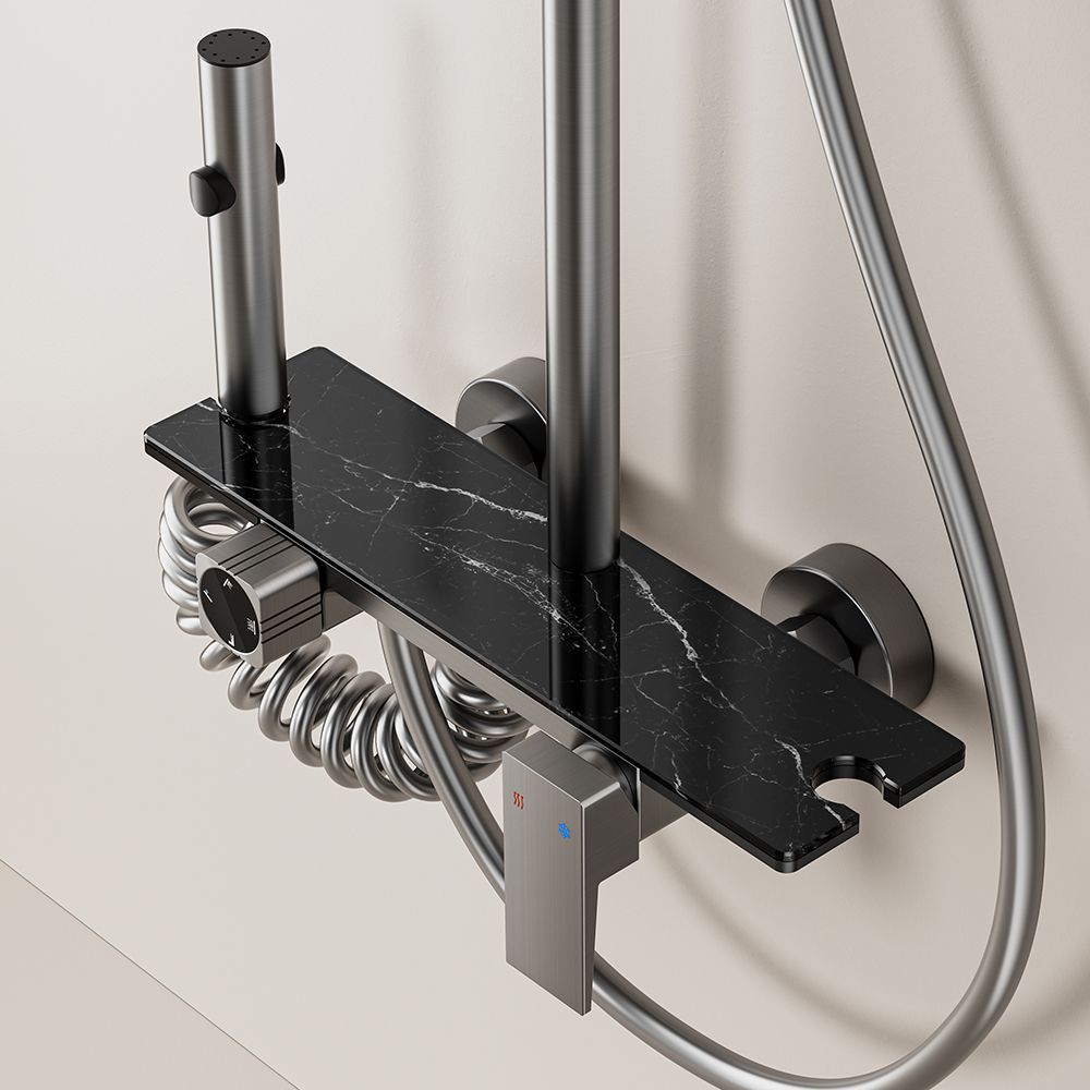 Aluminum Shower Set, Digital Display Light and 4-Function Rainfal 5