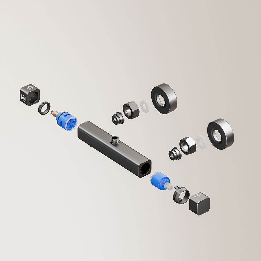 Gun Grey Piano Shower Set Bathroom Mixer Hot Cold Waterfall Tap Rainfall Gray Shower System 6