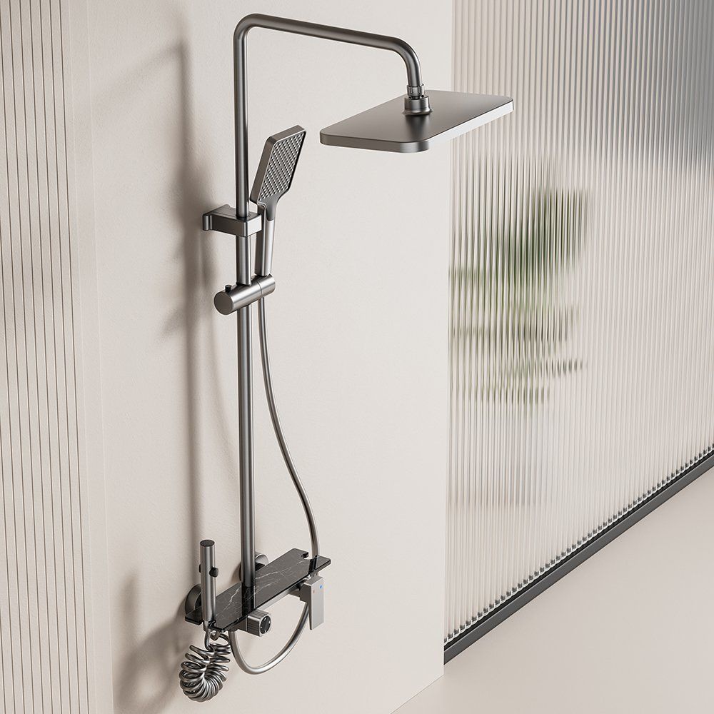 Aluminum Shower Set, Digital Display Light and 4-Function Rainfal 6