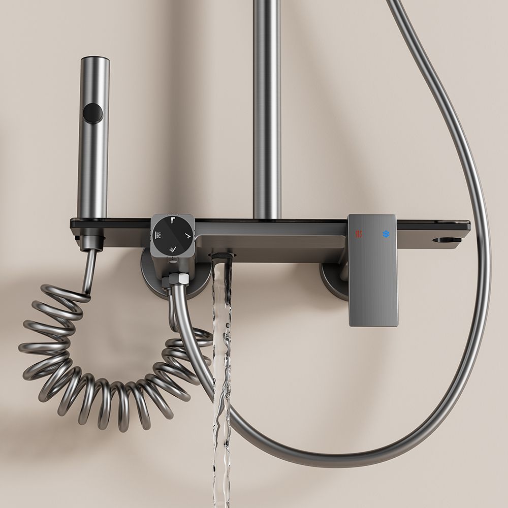 Aluminum Shower Set, Digital Display Light and 4-Function Rainfal 7